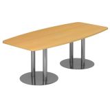 Konferenztisch PROFI mit S�ulenf��en | 220 x 103 cm | Buche/Chrom