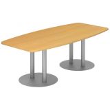 Konferenztisch PROFI mit S�ulenf��en | 220 x 103 cm | Buche/Silber