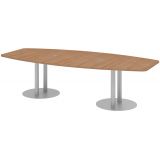 Konferenztisch PROFI mit S�ulenf��en | 280 x 130 cm | Nussbaum hell/Silber