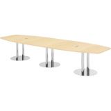 Konferenztisch PROFI mit S�ulenf��en | 400 x 130 cm | Ahorn/Chrom