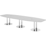 Konferenztisch PROFI mit S�ulenf��en | 400 x 130 cm | Lichtgrau/Chrom