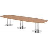 Konferenztisch PROFI mit S�ulenf��en | 400 x 130 cm | Nussbaum hell/Chrom