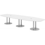 Konferenztisch PROFI mit S�ulenf��en | 400 x 130 cm | Wei� classic/Silber
