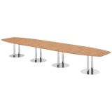 Konferenztisch PROFI mit S�ulenf��en | 520 x 130 cm | Eiche Rustikal/Chrom