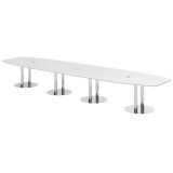 Konferenztisch PROFI mit S�ulenf��en | 520 x 130 cm | Wei� classic/Chrom