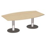 Konferenztisch STYLE in Bootsform | 200 x 120 cm | S�ulenfu� silber | Platte Ahorn hell