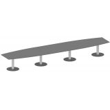 Konferenztisch STYLE in Bootsform | 560 x 120 cm | S�ulenfu� silber | Platte Graphit