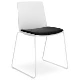 Besucherstuhl Stapelstuhl ARTE | Kufengestell weiss | Sitzpolster in black