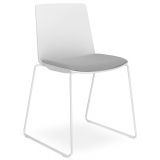 Besucherstuhl Stapelstuhl ARTE | Kufengestell weiss | Sitzpolster in Cloudy Grey