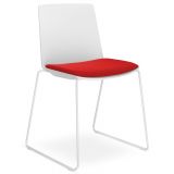 Besucherstuhl Stapelstuhl ARTE | Kufengestell weiss | Sitzpolster in Calypso Red