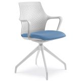 Besucherstuhl Konferenzstuhl PASEO | Gestell weiß | Stoff Lotus Blue