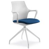 Besucherstuhl Konferenzstuhl PASEO | Gestell weiß | Stoff Sea Blue