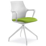Besucherstuhl Konferenzstuhl PASEO | Gestell weiß | Stoff Spring Green