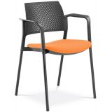 Besucherstuhl DREAM | Gestell schwarz | mit Armlehnen | Stoff Florida Orange
