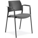 Besucherstuhl DREAM | Gestell schwarz | mit Armlehnen | Stoff Stone Grey