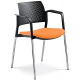 Besucherstuhl DREAM | Gestell chrom | mit Armlehnen | Stoff Florida Orange
