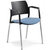Besucherstuhl DREAM | Gestell chrom | mit Armlehnen | Stoff Lotus Blue