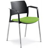 Besucherstuhl DREAM | Gestell chrom | mit Armlehnen | Stoff Spring Green