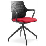 Besucherstuhl Konferenzstuhl PASEO | Gestell schwarz | Stoff Calypso Red
