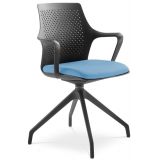 Besucherstuhl Konferenzstuhl PASEO | Gestell schwarz | Stoff Lotus Blue