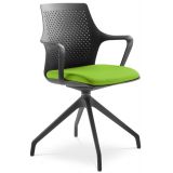 Besucherstuhl Konferenzstuhl PASEO | Gestell schwarz | Stoff Spring Green