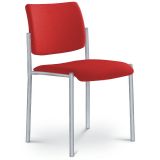 Besucherstuhl CONFERENCE | Gestell alusilber | ohne Armlehnen | Stoff Calypso Red