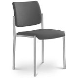 Besucherstuhl CONFERENCE | Gestell alusilber | ohne Armlehnen | Stoff Stone Grey