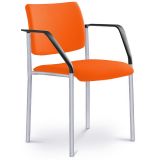 Besucherstuhl CONFERENCE | Gestell alusilber | mit Armlehnen | Stoff Florida Orange