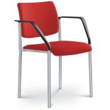 Besucherstuhl CONFERENCE | Gestell alusilber | mit Armlehnen | Stoff Calypso Red