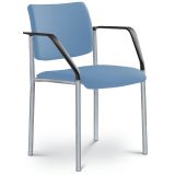 Besucherstuhl CONFERENCE | Gestell alusilber | mit Armlehnen | Stoff Lotus Blue