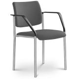 Besucherstuhl CONFERENCE | Gestell alusilber | mit Armlehnen | Stoff Stone Grey
