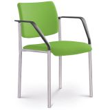 Besucherstuhl CONFERENCE | Gestell alusilber | mit Armlehnen | Stoff Spring Green 