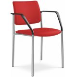 Besucherstuhl CONFERENCE | Gestell chrom | mit Armlehnen | Stoff Calypso Red