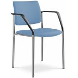 Besucherstuhl CONFERENCE | Gestell chrom | mit Armlehnen | Stoff Lotus Blue