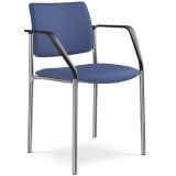 Besucherstuhl CONFERENCE | Gestell chrom | mit Armlehnen | Stoff Sea Blue