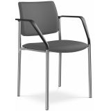 Besucherstuhl CONFERENCE | Gestell chrom | mit Armlehnen | Stoff Stone Grey
