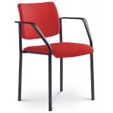 Besucherstuhl CONFERENCE | Gestell schwarz | mit Armlehnen | Stoff Calypso Red