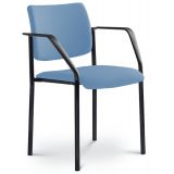 Besucherstuhl CONFERENCE | Gestell schwarz | mit Armlehnen | Stoff Lotus Blue