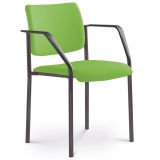 Besucherstuhl CONFERENCE | Gestell schwarz | mit Armlehnen | Stoff Spring Green
