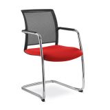Besucherstuhl Konferenzstuhl VISTA | Freischwinger chrom | Stoff Calypso Red
