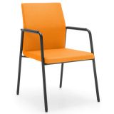 Besucherstuhl Konferenzstuhl BALTIC | Gestell schwarz | Stoff Mandarin Orange 