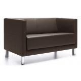 Wartesofa CALGARY | 4-Fuß oder Kufengestell | Kunstleder/Echtleder dunkelbraun