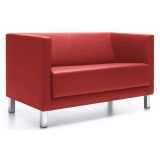Wartesofa CALGARY | 4-Fuß oder Kufengestell | Kunstleder/Echtleder rot