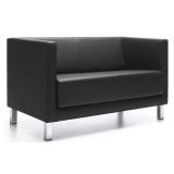 Wartesofa CALGARY | 4-Fuß oder Kufengestell | Kunstleder/Echtleder schwarz