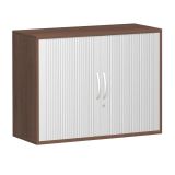 Quer-Rollladenschrank 2 OH STYLE | 100 cm breit | Korpus Nussbaum | Front Silber