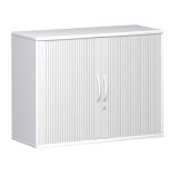 Quer-Rollladenschrank 2 OH STYLE | 100 cm breit | Korpus Weiß | Front Silber Quer-Rollladenschrank 2 OH STYLE | 100 cm breit | Korpus Weiß | Front Silber