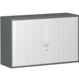 Quer-Rollladenschrank 2 OH STYLE | 120 cm breit | Korpus Graphit | Front Silber