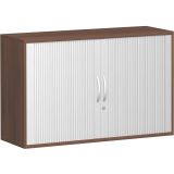 Quer-Rollladenschrank 2 OH STYLE | 120 cm breit | Korpus Nussbaum | Front Silber