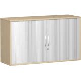 Quer-Rollladenschrank 2 OH STYLE | 160 cm breit | Korpus Ahorn hell | Front Silber