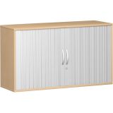 Quer-Rollladenschrank 2 OH STYLE | 160 cm breit | Korpus Buche Natur | Front Silber